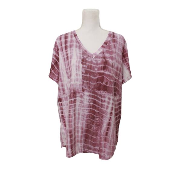 Amaryllis women's short sleeve tshirt plus size 3XL pink white - Picture 1 of 5